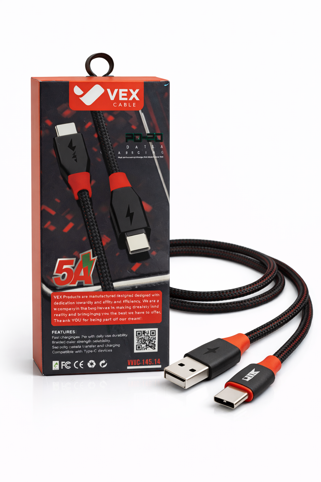 Cable VEX USB Tipo-C 5A Carga Rápida